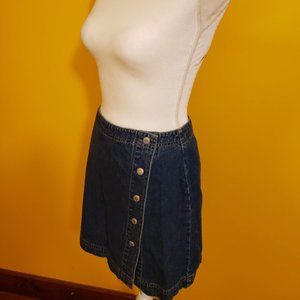Vintage Early 90s GAP Denim Mini Skirt, Side Snaps